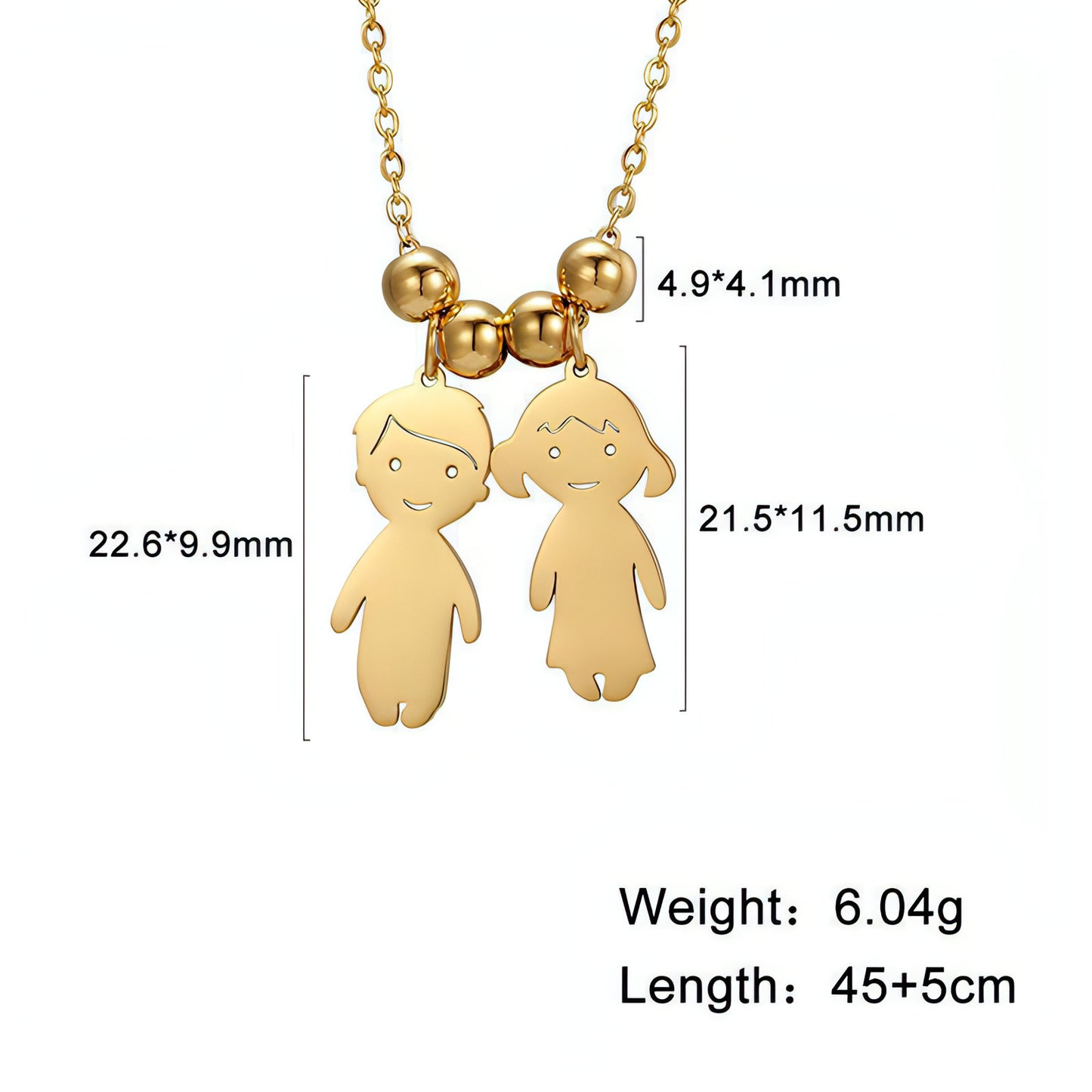 Personalized Family Pendant Necklace – Boy & Girl Charms