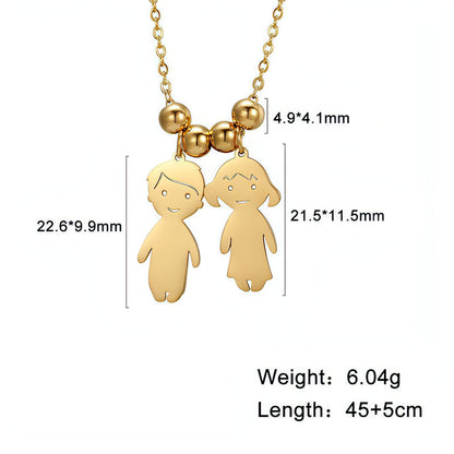 Personalized Family Pendant Necklace – Boy & Girl Charms