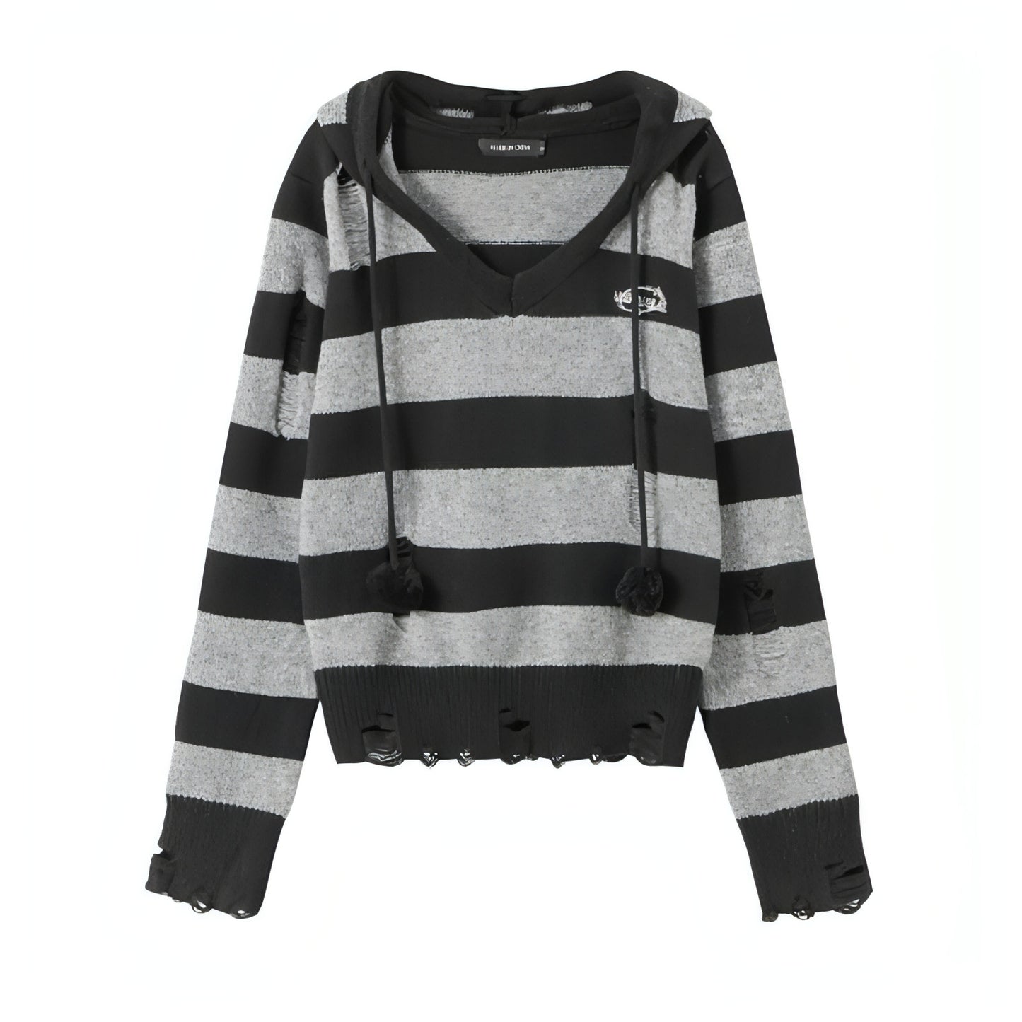 Autumn Hooded Sweater Women Contrast Stripe Thin