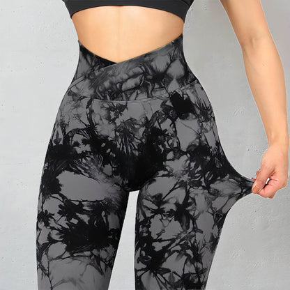 Leggings sin costuras con efecto tie dye para mujer, pantalones de yoga, leggings push up para deporte, fitness, correr, gimnasio