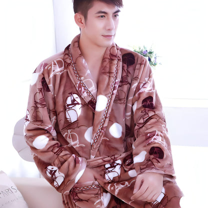 Winter Bathrobe Coral Fleece Couple Pajamas