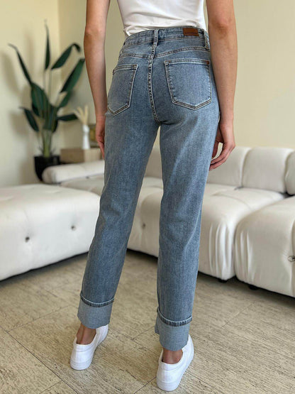 Judy Blue – Jeans in voller Größe mit hoher Taille und Bündchensaum