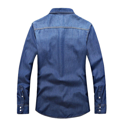 Men's Slim Fit Denim Long Sleeve DressShirt