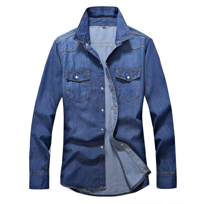 Men's Slim Fit Denim Long Sleeve DressShirt