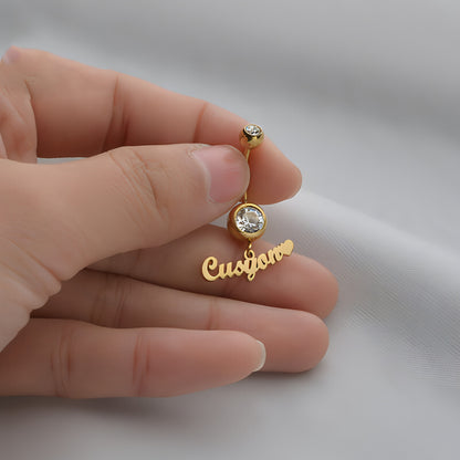 Custom Zircon Alphabet Belly Button Ring – Personalized Body Jewelry