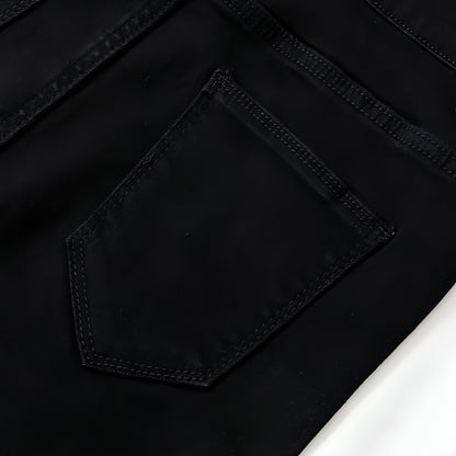 Pantalones vaqueros ajustados de talla grande para mujer con agujeros negros