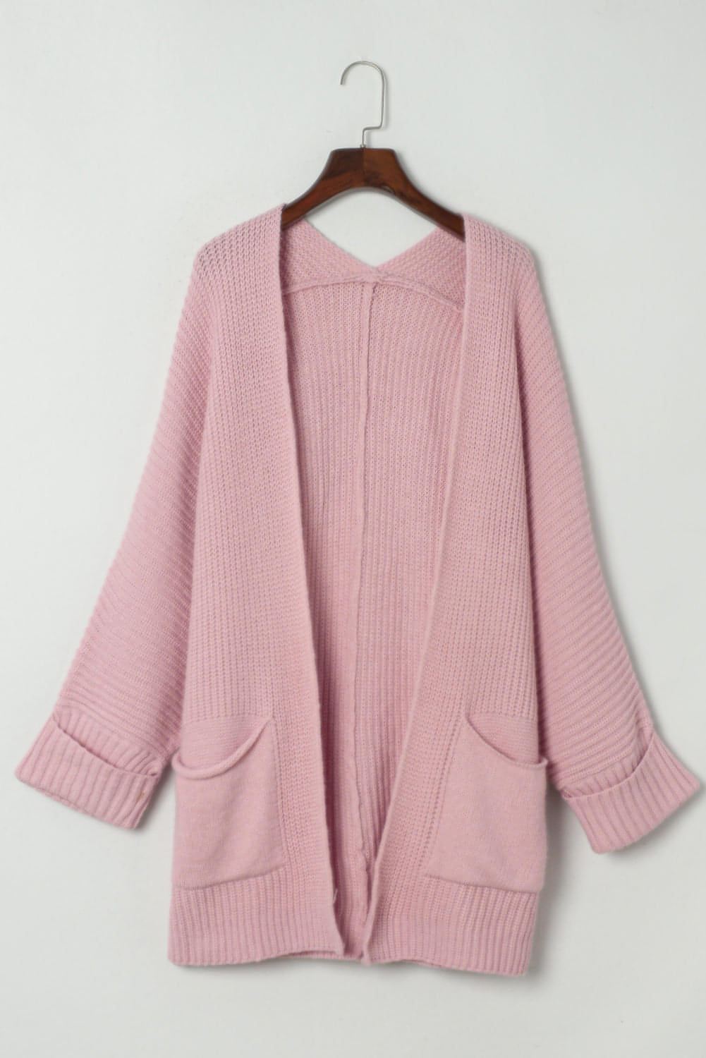 Roze oversized vouw over mouw open voorste vest