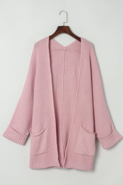 Roze oversized vouw over mouw open voorste vest