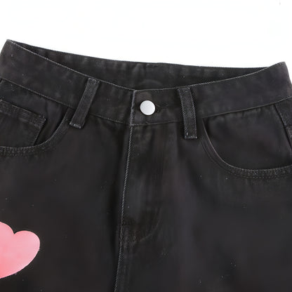 Mulheres jeans impressas do amor da moda