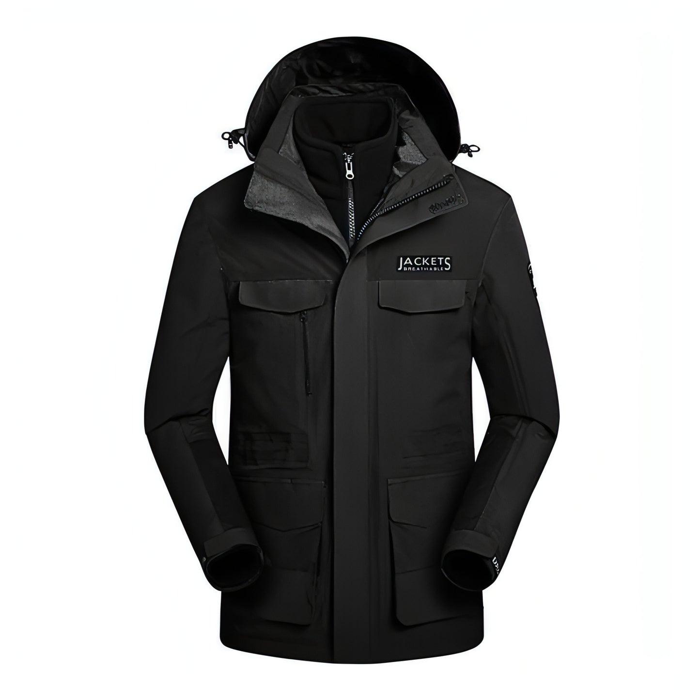 Winter Men Ski Jacket Waterproof Windproof Breathable Warm Softshell Long Sleeved Coat