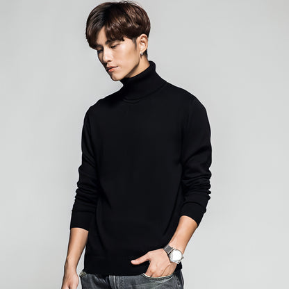 Solid Color Long Sleeve Turtleneck Pullover Men's Base Sweater