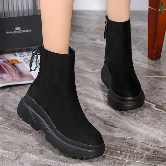 Platform rear lace-up boots