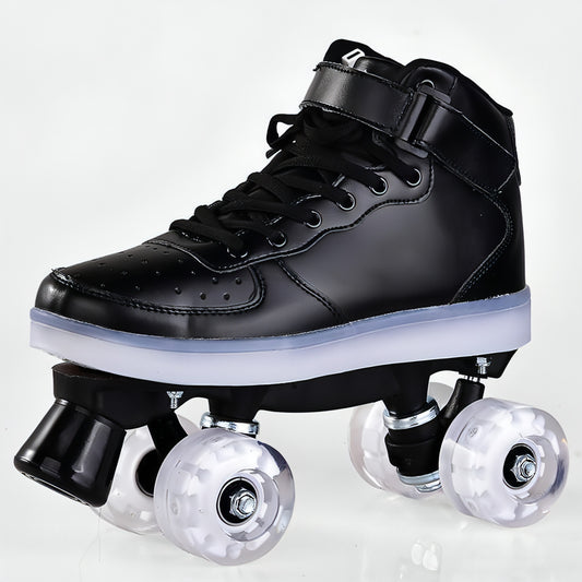 Patins de rolos de linha dupla recarregável LED