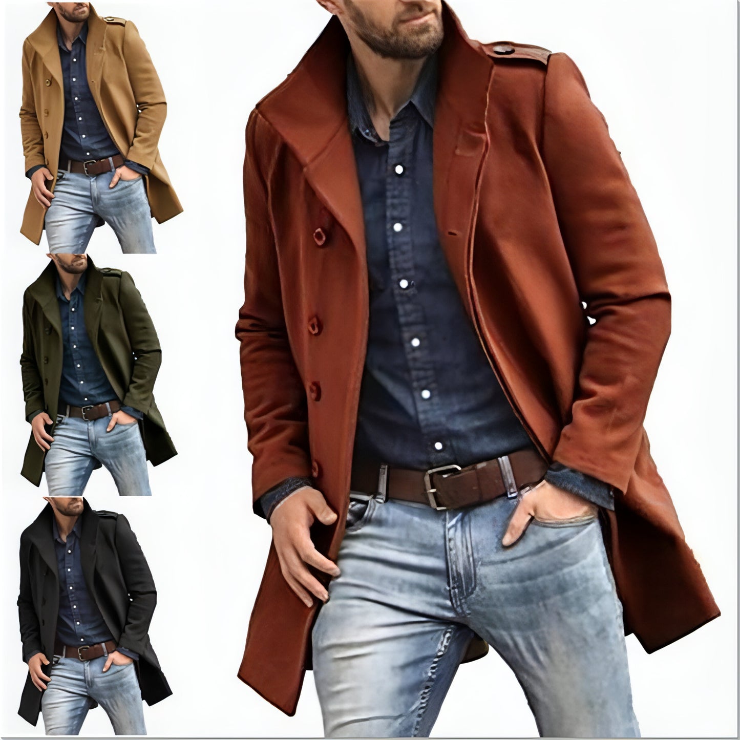 European Style Woolen Men's Coat Autumn And Winter New Thickened Trench Coat