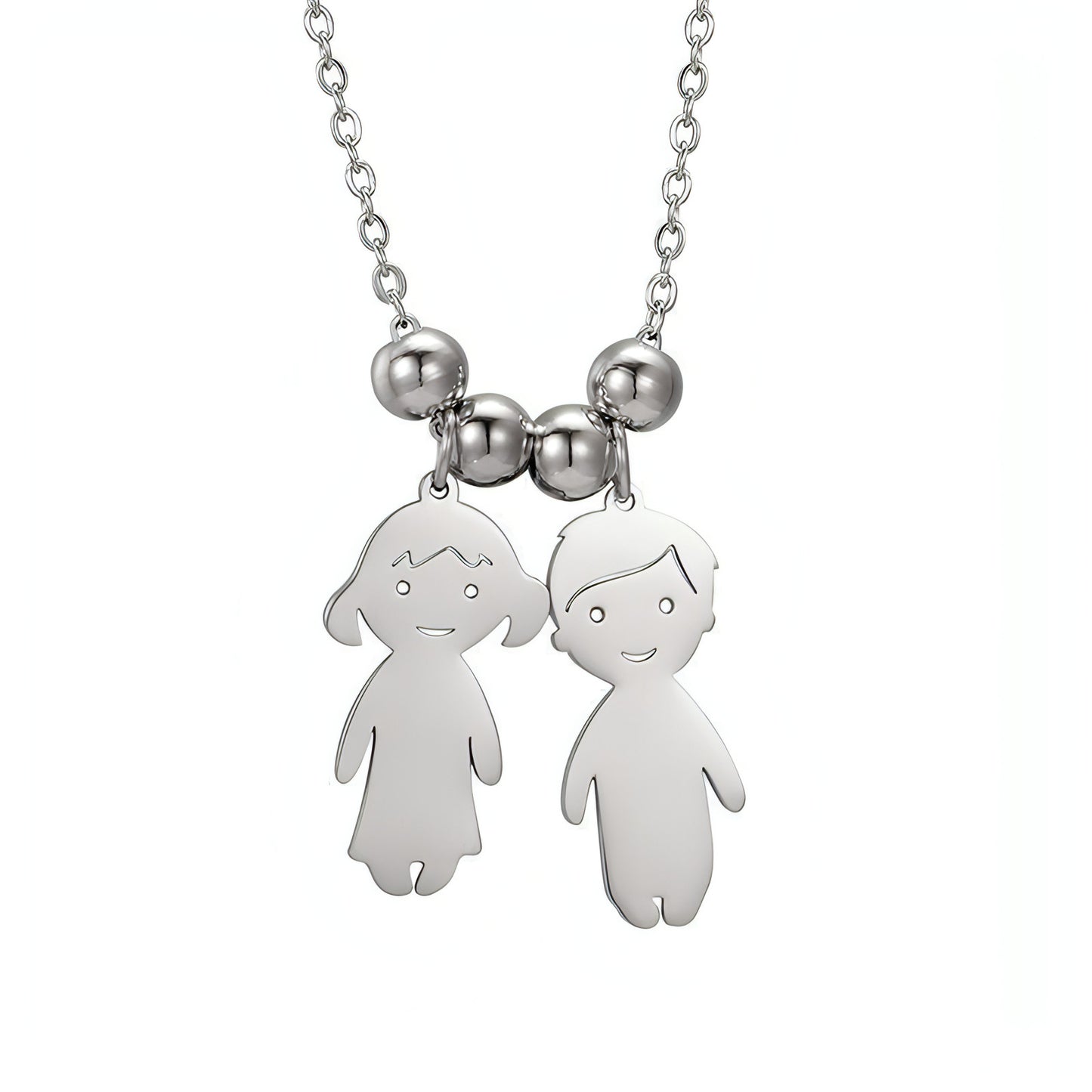 Personalized Family Pendant Necklace – Boy & Girl Charms