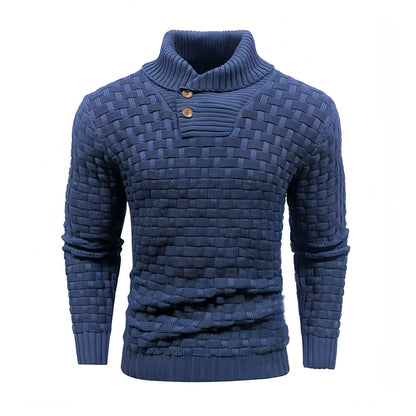 Chic Buttoned Slim Turtleneck Sweater for Men