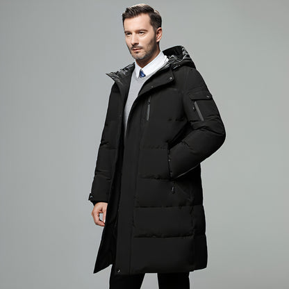 Long padded down jacket for men