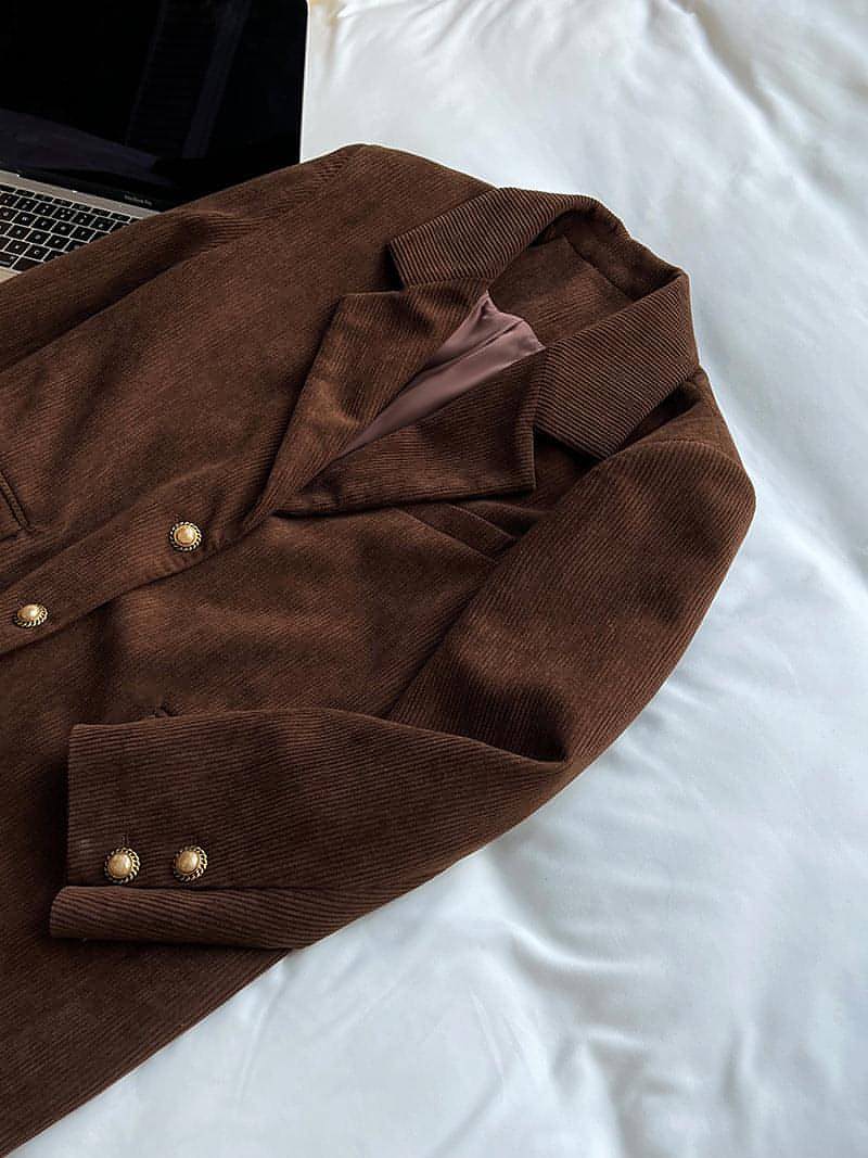 Retro težka industrijska kovinska sponka Corduroy Suit Jacket