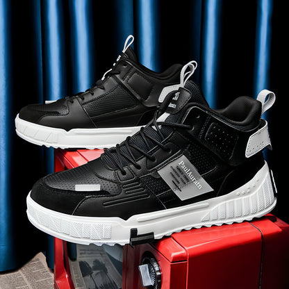 High-Top Leather Panel Casual Sneakers