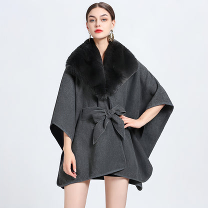 Collar Knit Shawl Cape Women Jacket