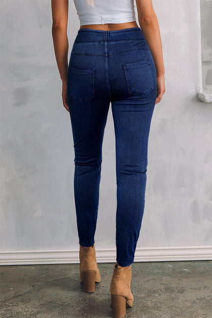 Ashleigh Blue Ensfarge Høy midje Stretchy Slim Fit Jeggings