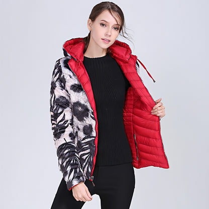 Camouflage Solid Color Double-Sided Cotton Jacket Women