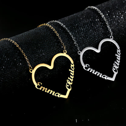 Custom Name Heart Necklace – Personalized Stainless Steel Gold Choker