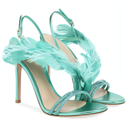 Feather Banquet High Heels Women's Stiletto All Match Shoe