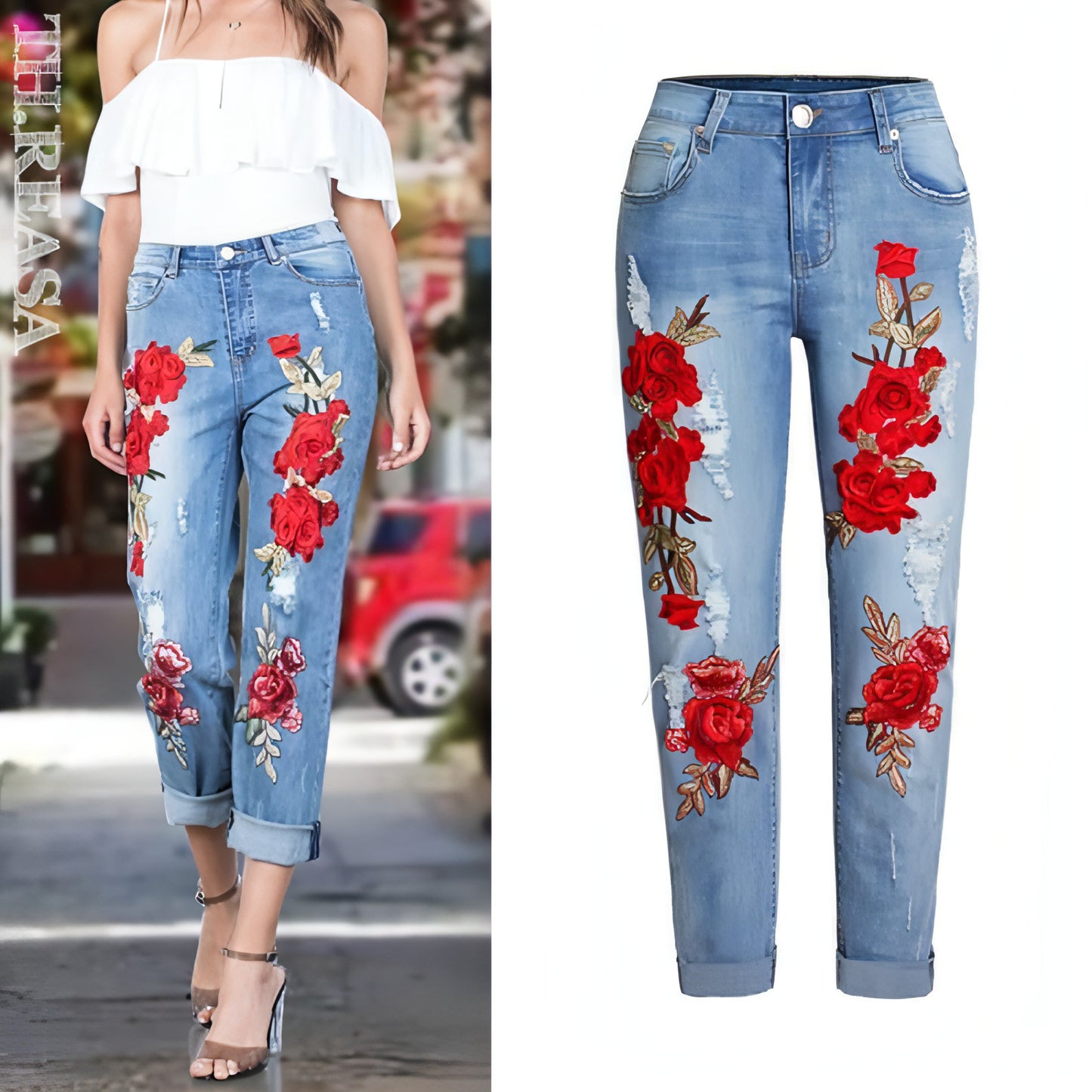 Summer Long Jeans Loose Women Hole Pants Plus Size