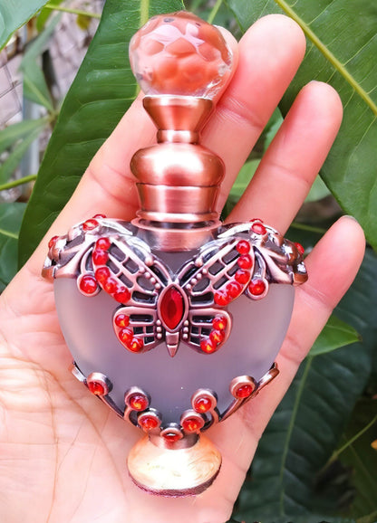 Heart-shaped Middle East Perfume Bottle with Colored Stones Single Bottle