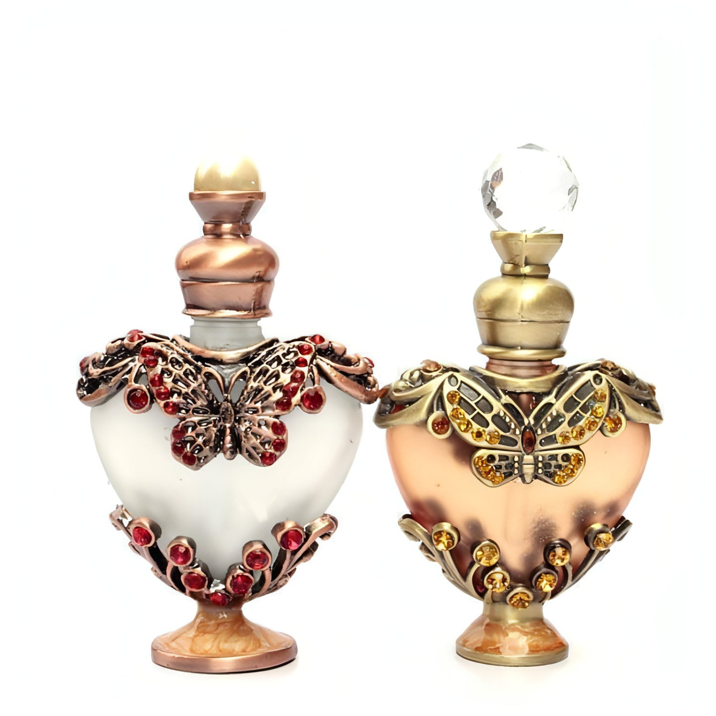 Heart-shaped Middle East Perfume Bottle with Colored Stones Single Bottle