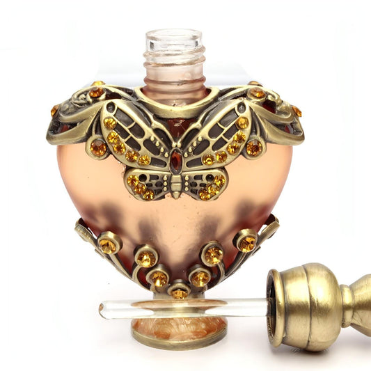 Heart-shaped Middle East Perfume Bottle with Colored Stones Single Bottle