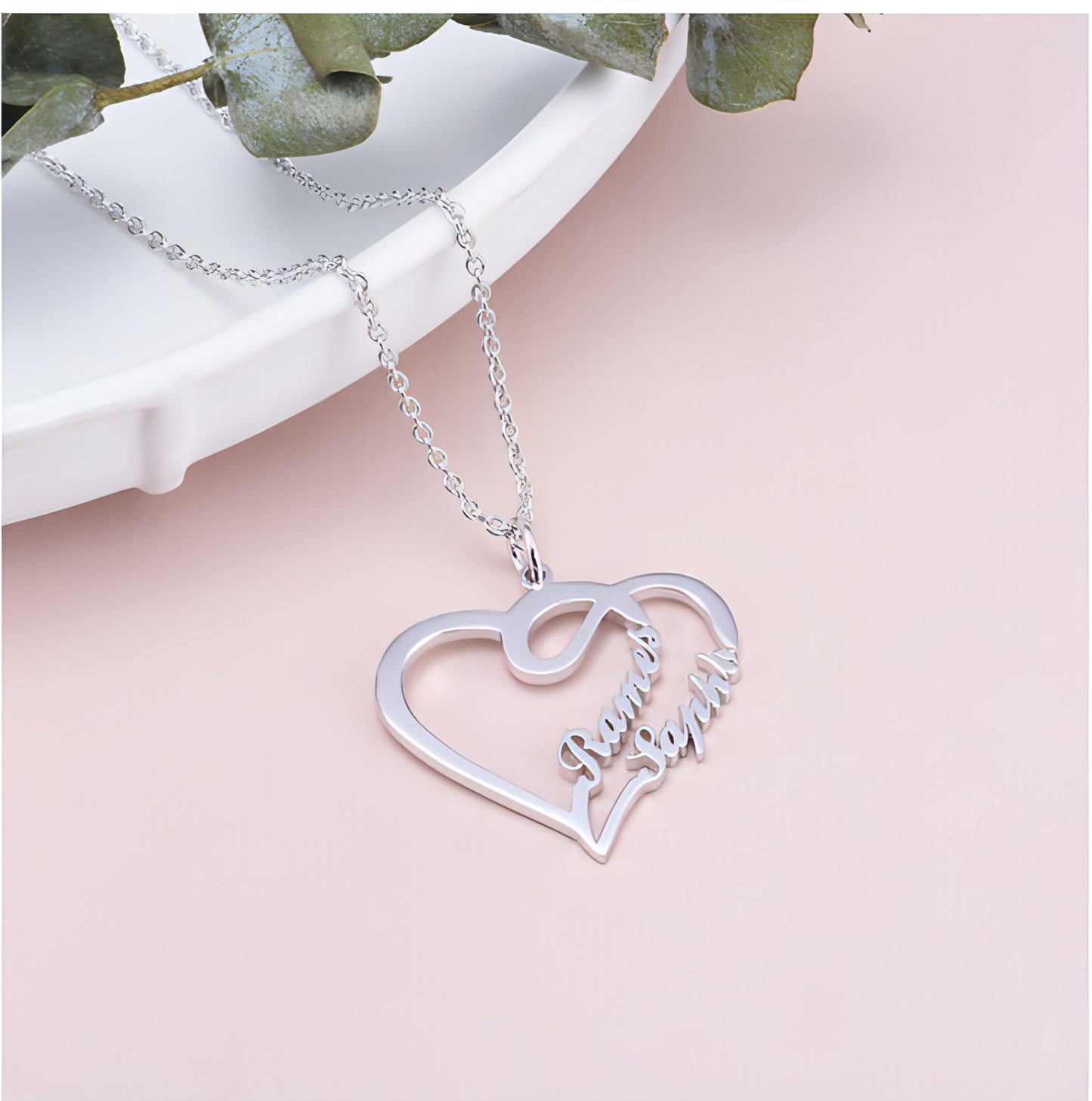 Valentine's Day Gift 925 Silver Personalized Custom Heart-shaped Letter Necklace Female