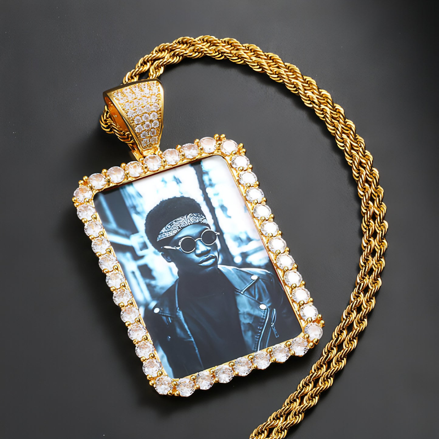 Custom Made Photo Squar Medallions Necklace