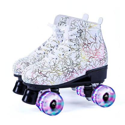 New Black And White Double Row Skates Adult Flash Roller Skates Skating Rink Cross Exclusively For Roller Skates