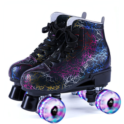 New Black And White Double Row Skates Adult Flash Roller Skates Skating Rink Cross Exclusively For Roller Skates