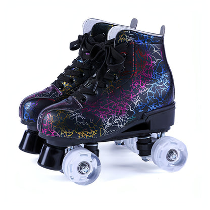 New Black And White Double Row Skates Adult Flash Roller Skates Skating Rink Cross Exclusively For Roller Skates