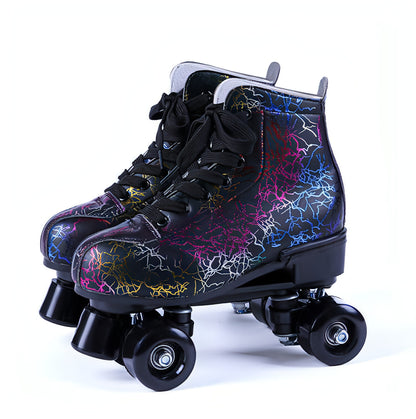 New Black And White Double Row Skates Adult Flash Roller Skates Skating Rink Cross Exclusively For Roller Skates