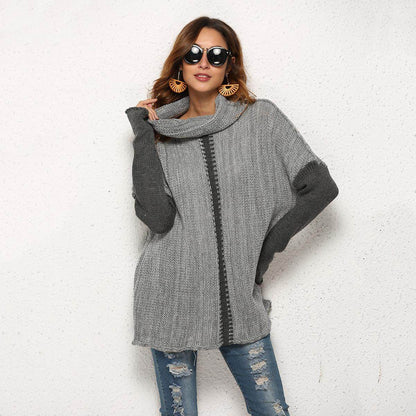 A1. Women's Knitted Pullover Sweater With Holes In Fingers