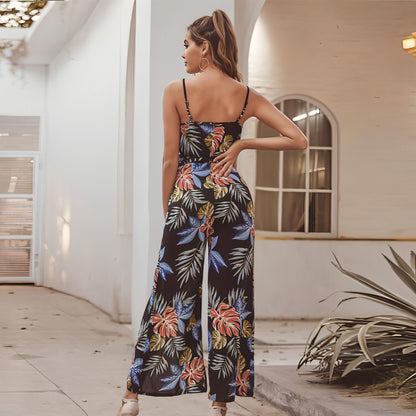 Bedruckter, modischer Jumpsuit mit Schlitz