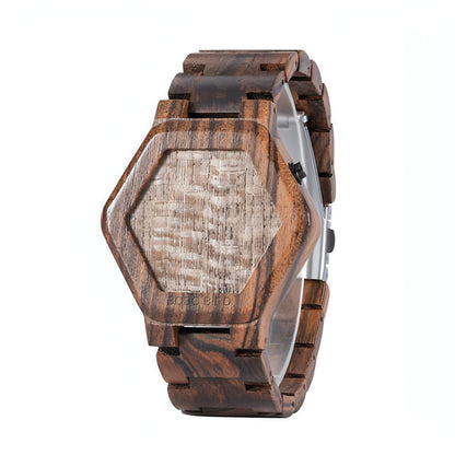 Z. LED Display Wooden Watch Men Wristwatches Wood Night Vision