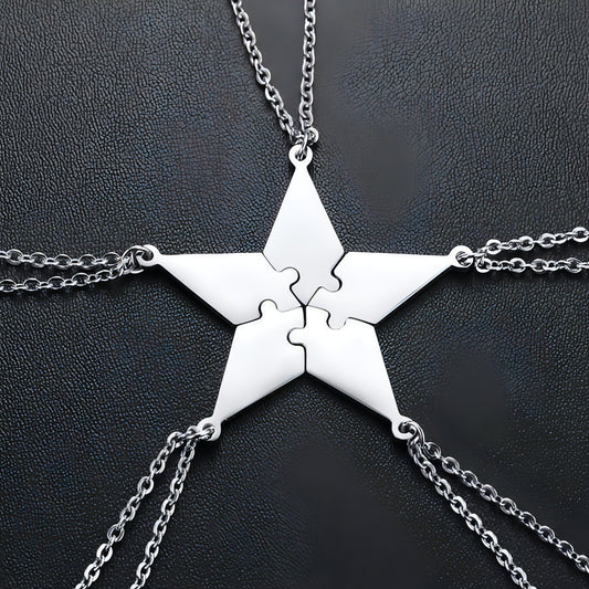 Personalized Pendant Titanium Steel Five-pointed Star Necklace DIY Lettering Present