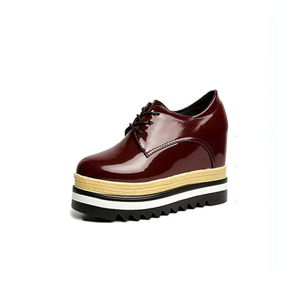 Student All-match Patent Leather Single Shoe Lace Up Casual Platform Platform Shoes