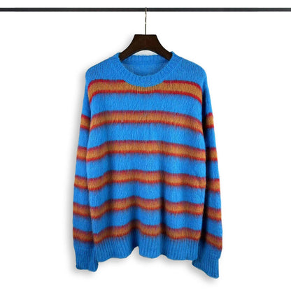 High Street American Style Trend Loose Striped Sweater Men