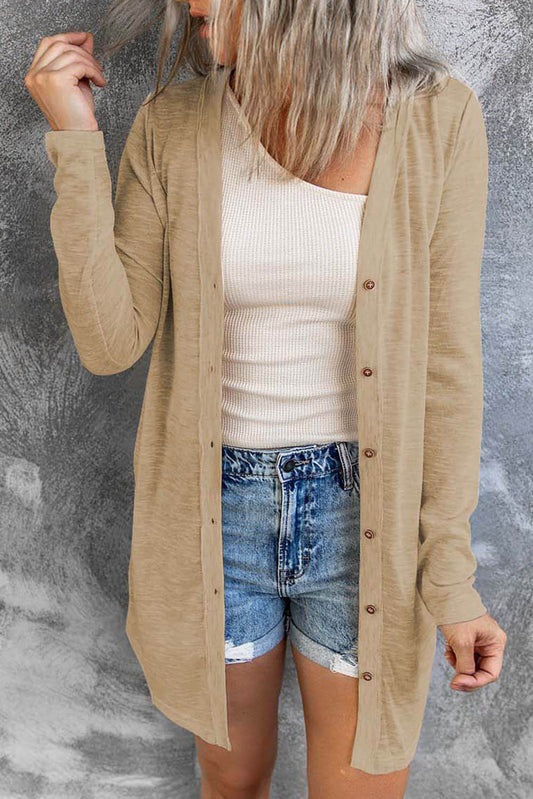 Vaste kleur open-front knoppen Cardigan