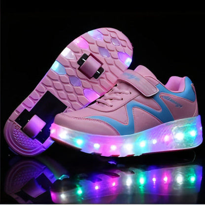 Flashing roller skates