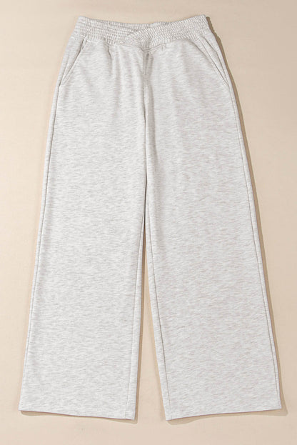 Light Grey Cross-Waist Wide Leg Lounge Pants