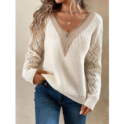 Spring And Autumn V-neck Sweater New Loose Casual Women