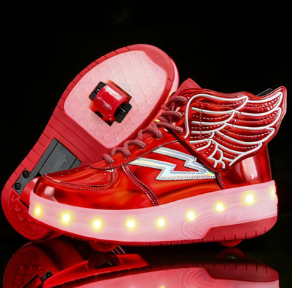 Zapatos con luces LED de doble rueda, patines para estudiantes