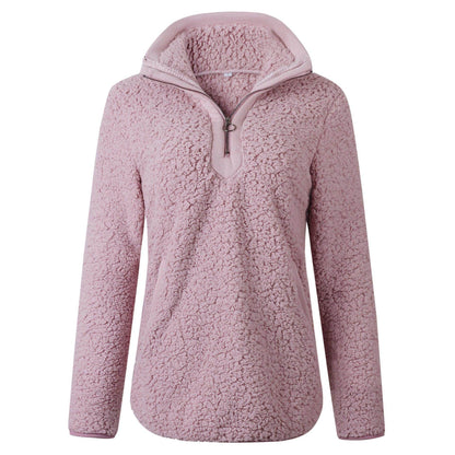 Reißverschlusstasche, Stehkragen, langärmliger Blusenpullover für Damen